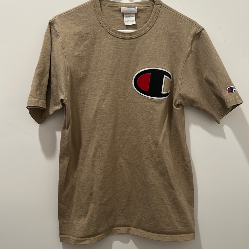 Tan Champion shirt